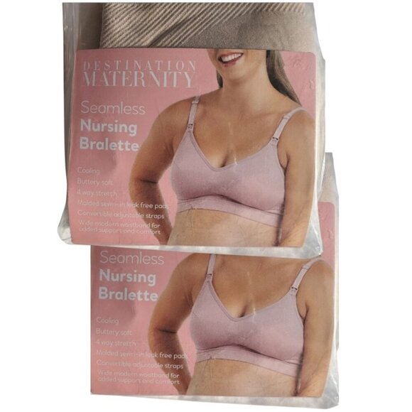 NWT 2PK Destination Maternity SZ XXXL 2 Pk of Women's Nursing Bralettes in Taupe - Picture 2 of 6